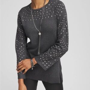 🔥- Studded crewneck sweater tunic